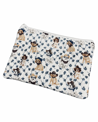 Cowboy Pups Navy Small Makeup Bag