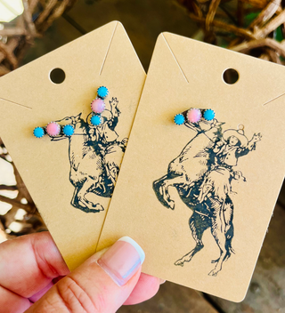 Pink Conch and Turquoise Earrings (Pair) image 0