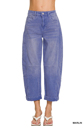 Zenana Marlin Vintage Washed Barrel Jeans