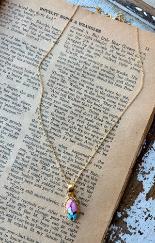 Cotton Candy Stone Gold Necklace