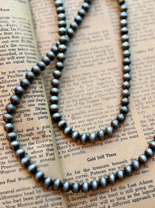 Smoky silver resin pearl necklaces in 19 and 24 inch lengths