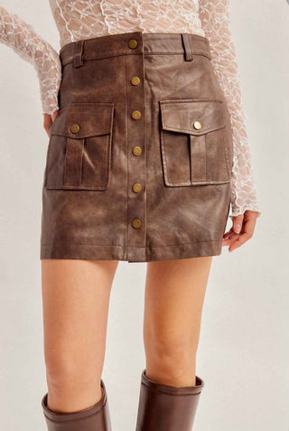 Saddle Social Leather Skirt