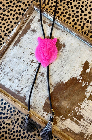Hot Pink Tiger Bolo Tie