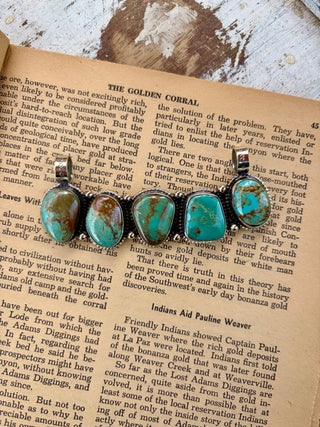 Five Stone Turquoise Bar Pendant