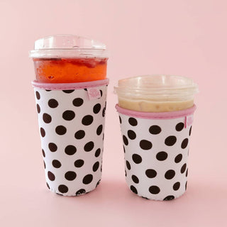 Small Coffee Cup Cover Brown Polka