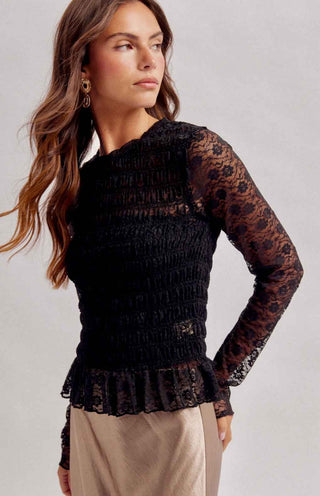 After Dark Black Lace Top