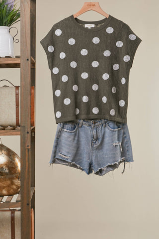 Polka Dot Cap Sleeve Top