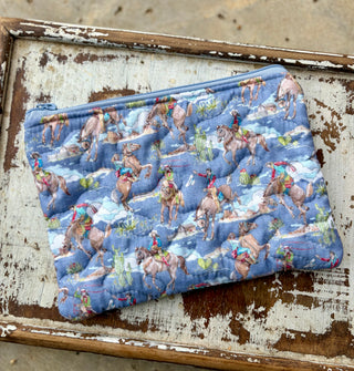 Ida Mae Birdie Chambray Quilted Makeup Bag