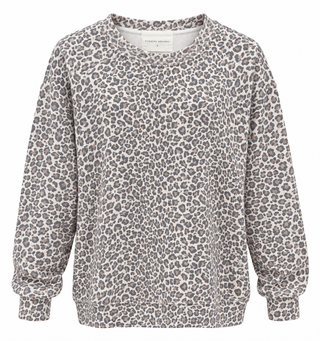 Rebel Heart neutral leopard print crewneck sweatshirt on white background