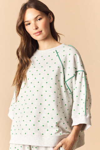 Green Polka Dot Oversized Pullover