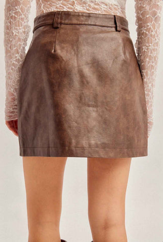 Saddle Social Leather Skirt