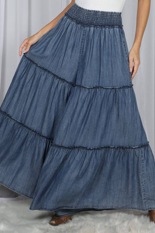 Ruffled Chambray Pants