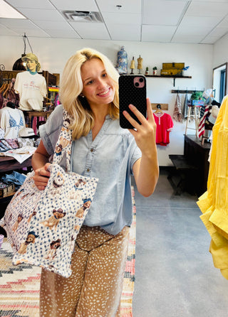 V Neck Denim Top