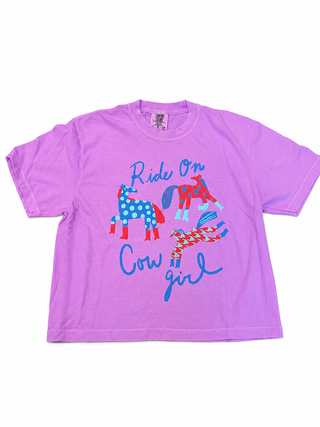 Ride On Cowgirl Crop Tee