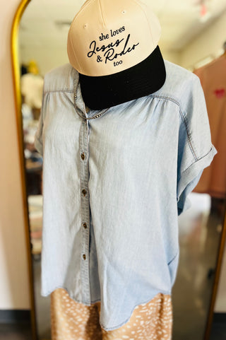 V Neck Denim Top