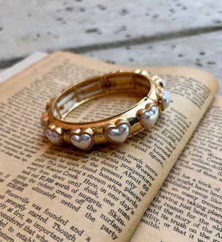 Golden Heart Pearl Bracelet