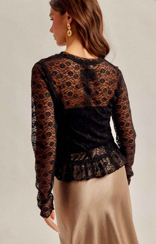 After Dark Black Lace Top