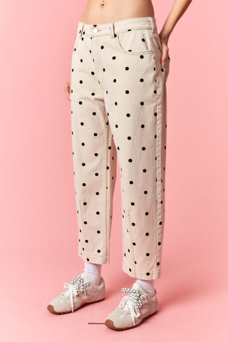 Sweet Spot Polka Dot Barrel Jeans