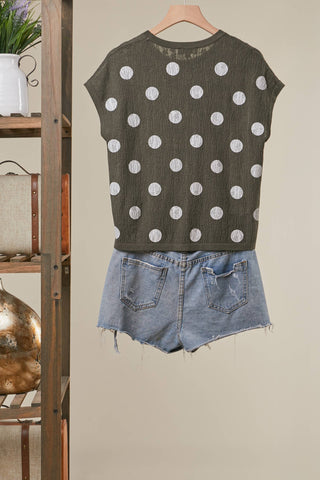 Polka Dot Cap Sleeve Top