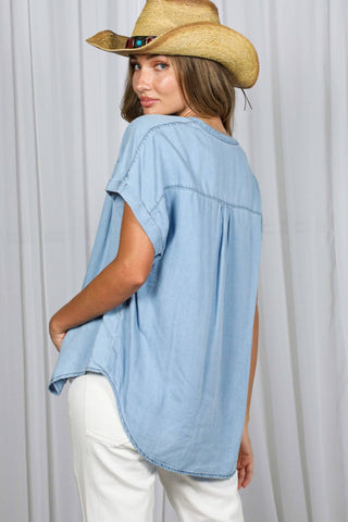 V Neck Denim Top