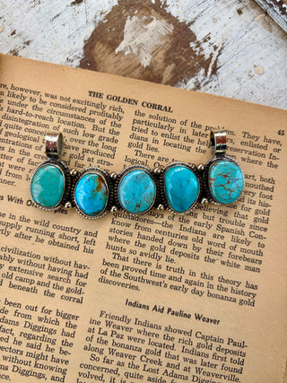 Five Stone Turquoise Bar Pendant