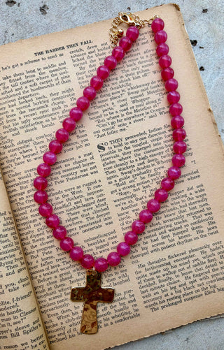 Pretty in Pink Cross Necklace
