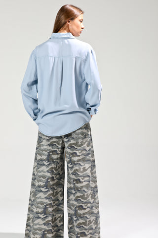 Denim Washed Out Button Down Top