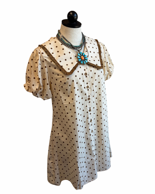 Coffee and Cream Polka Dot Dress
