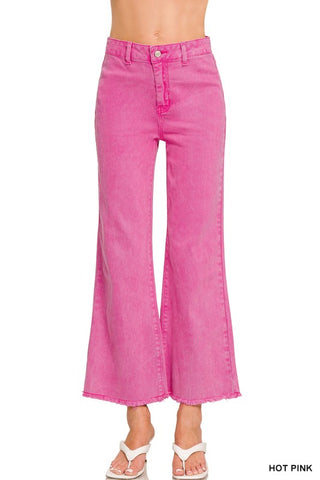 Zenana Wide Leg Cropped Jean BlackBerry