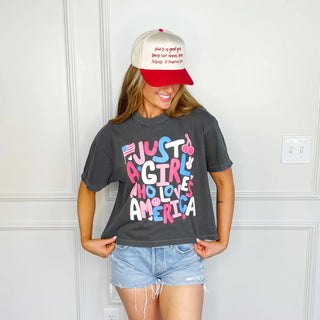Just A Girl That Loves America Crop Tee