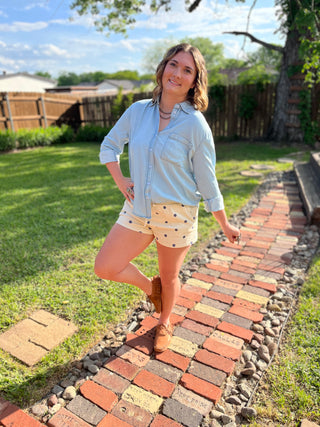 Cream/Navy Shorts