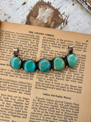 Five Stone Turquoise Bar Pendant