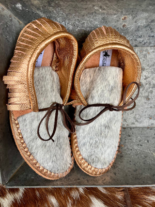 Metallic Cowhide Shorties (size 9)