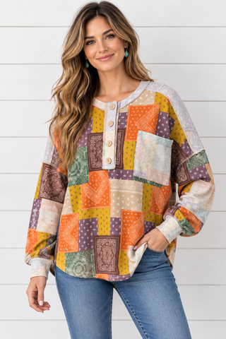 Harvest Paisley Patchwork Pullover