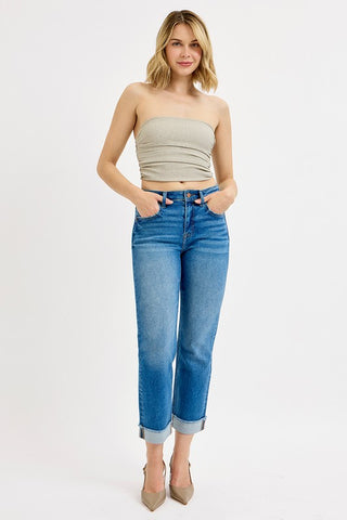 Risen High Rise Boyfriend Fit Ankle Jeans