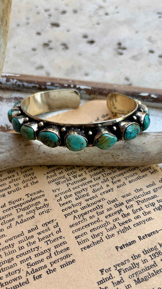 High Desert Turquoise Cuff bracelet with authentic turquoise stones