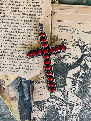 Red Coral Cross Pendant