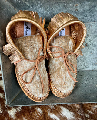 Metallic Cowhide Shorties (size 8)