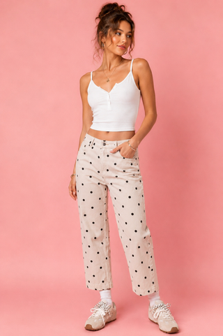 Sweet Spot Polka Dot Barrel Jeans