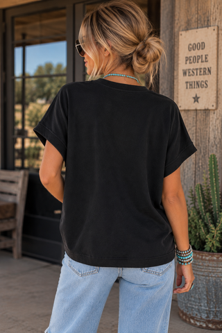 Gameday Oversized Sweatshirt Tee-Black