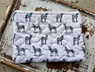 Ida Mae Donkey Icon Quilted Makeup Bag