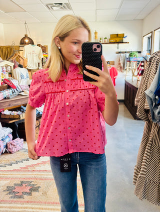 Bubblegum Polka Dot Top