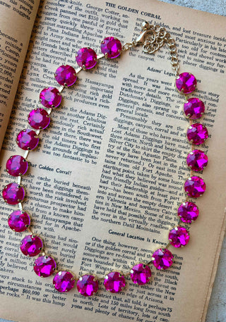 Hot Pink Rodeo Crystal Necklace