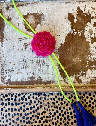 Hot Pink Rose Bolo Tie
