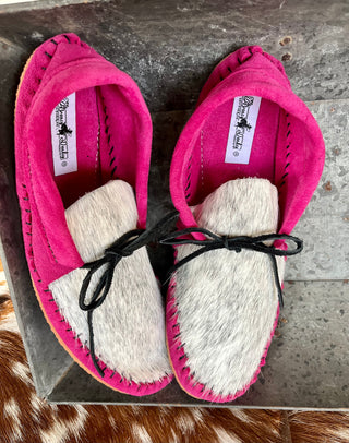 Pink Cowhide Muleys (size 11)