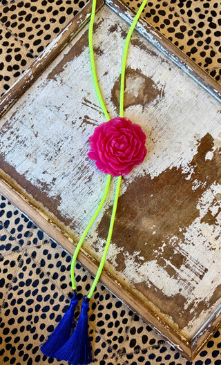 Hot Pink Rose Bolo Tie