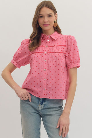 Bubblegum Polka Dot Top