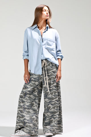 Denim Washed Out Button Down Top