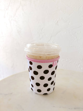 Small Coffee Cup Cover Brown Polka