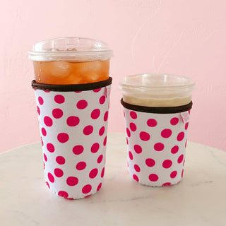 Large Coffee Cup Cover Pink Polka